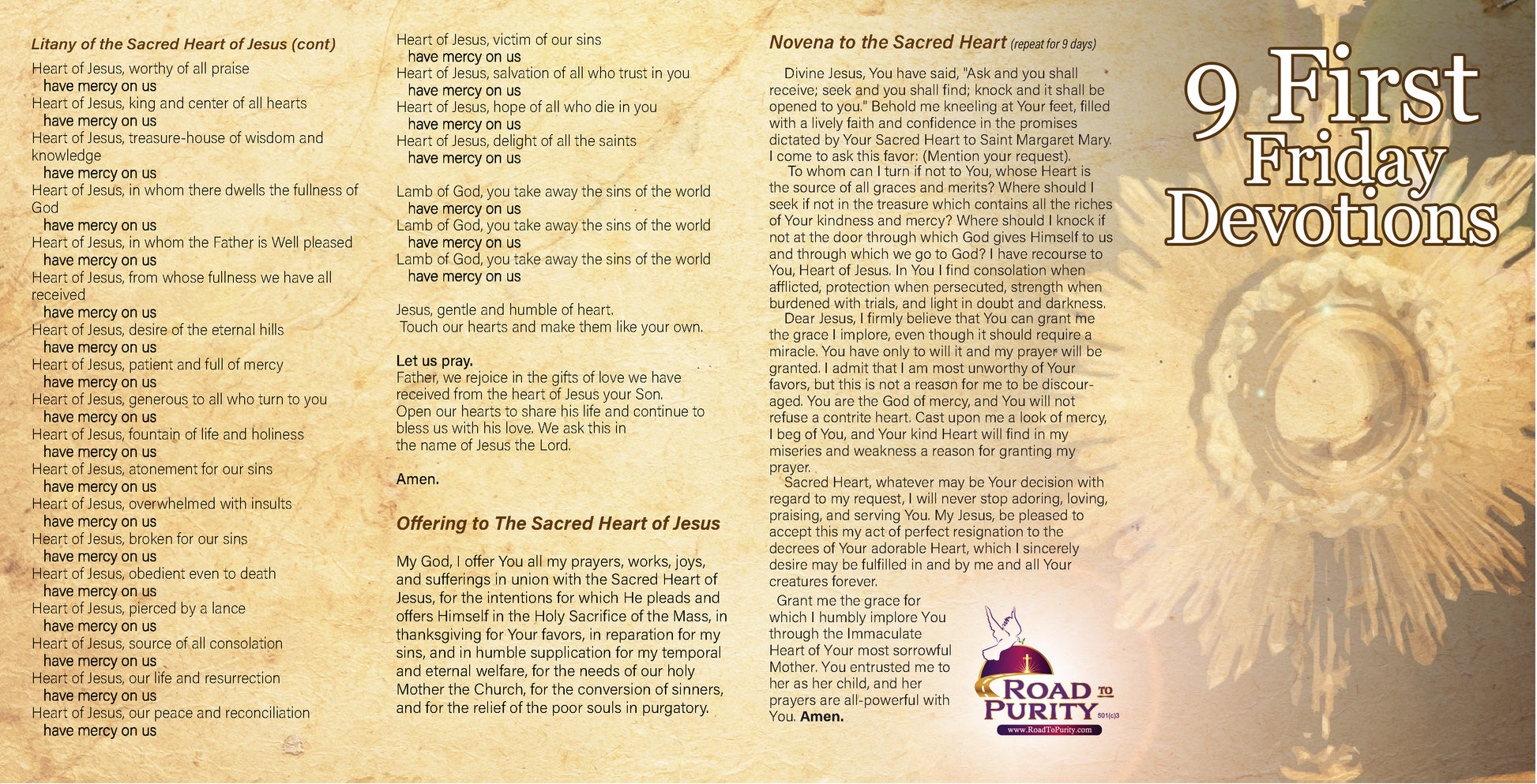 NEW! 9 First Friday Devotions - Prayer Card / 3" x 6" folded (c) - Journeys of Faith
