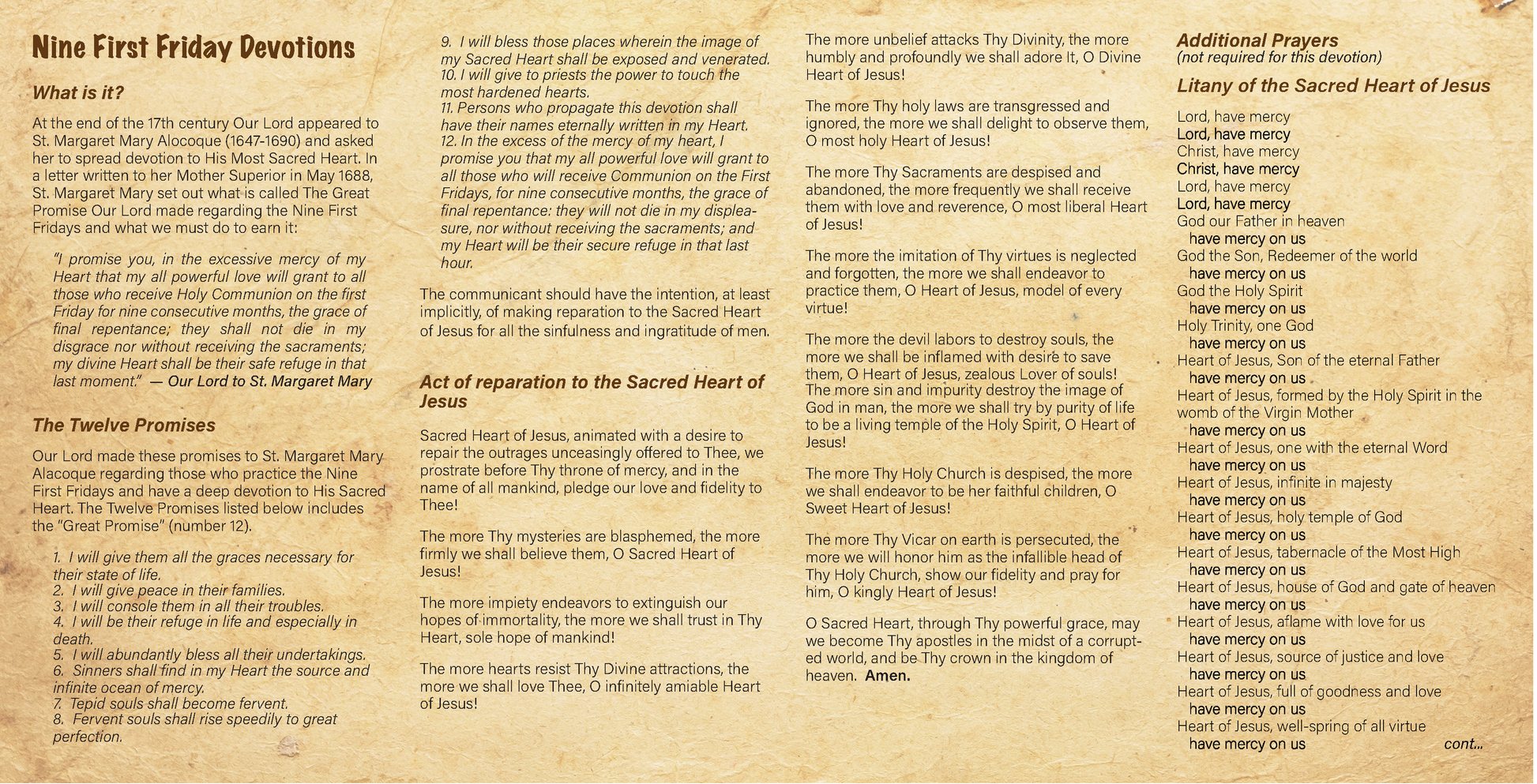 NEW! 9 First Friday Devotions - Prayer Card / 3" x 6" folded (c) - Journeys of Faith