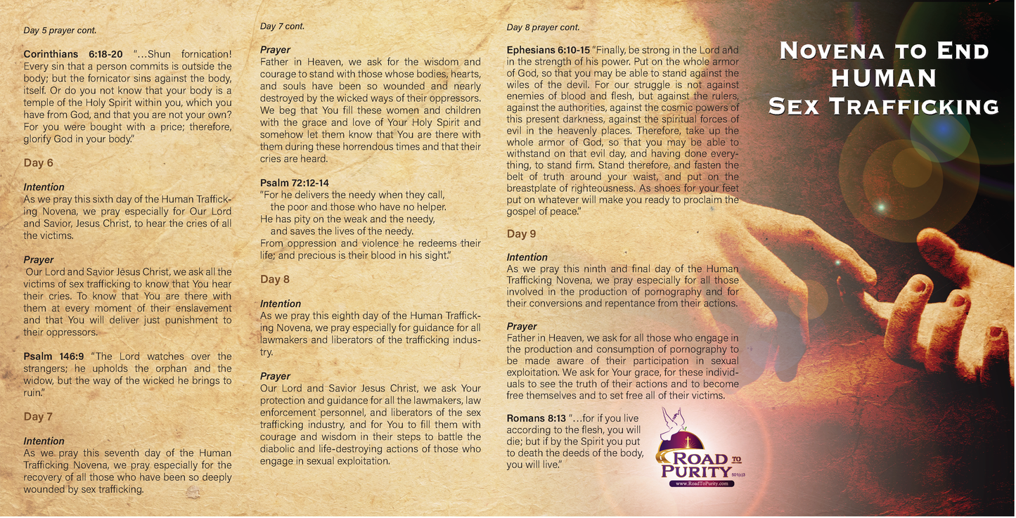 Novena to End Human Sex Trafficking - Prayer Card / 3" x 6" folded (c) - Journeys of Faith