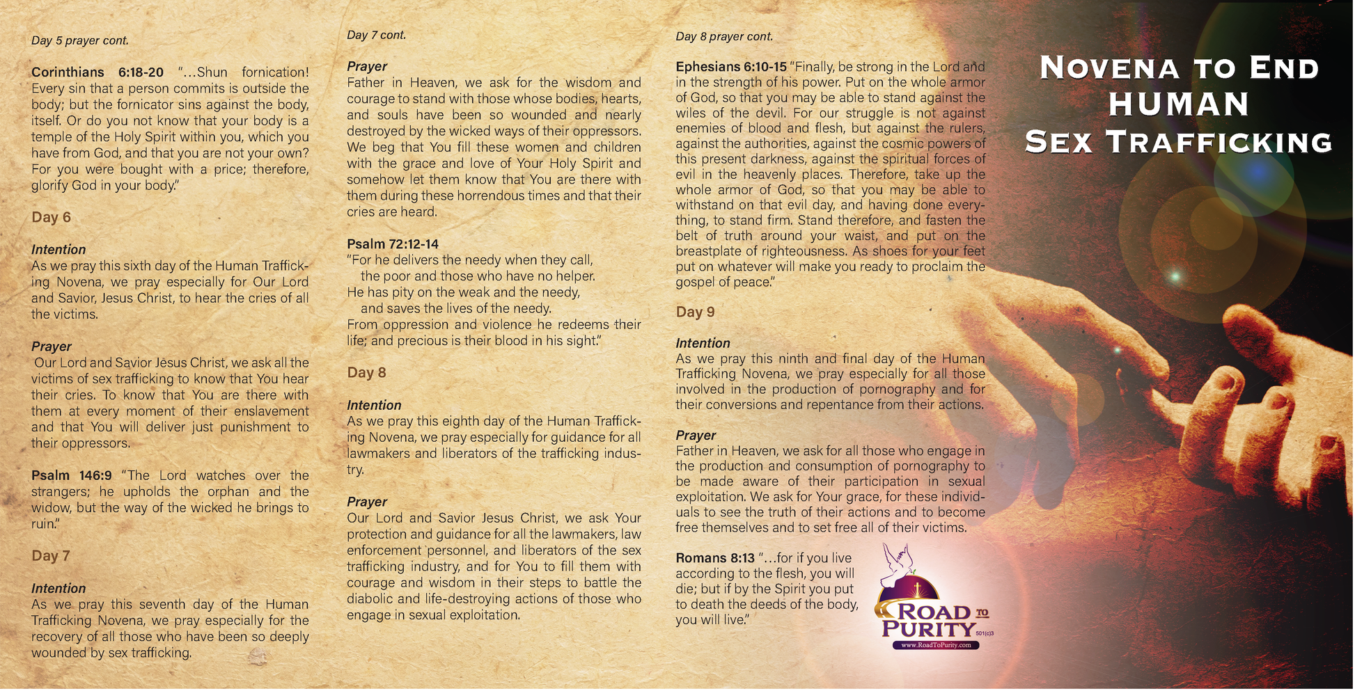 Novena to End Human Sex Trafficking - Prayer Card / 3" x 6" folded (c) - Journeys of Faith