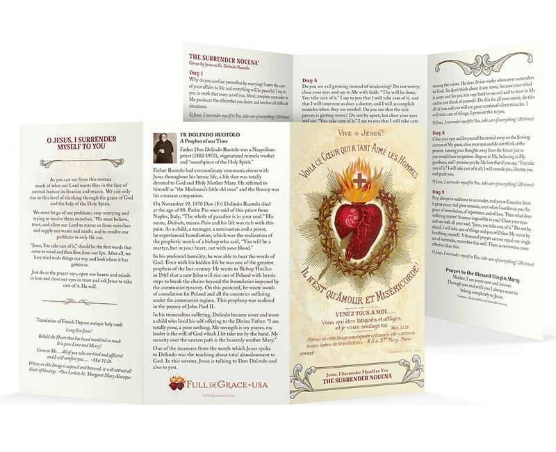NEW! - SURRENDER NOVENA - Prayer Card / 3" x 6" folded (c) - Journeys of Faith