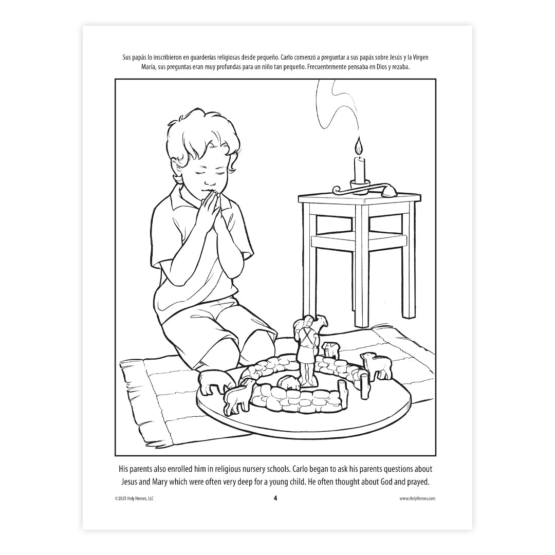Saint Carlo Acutis bi-lingual Coloring Book - Journeys of Faith