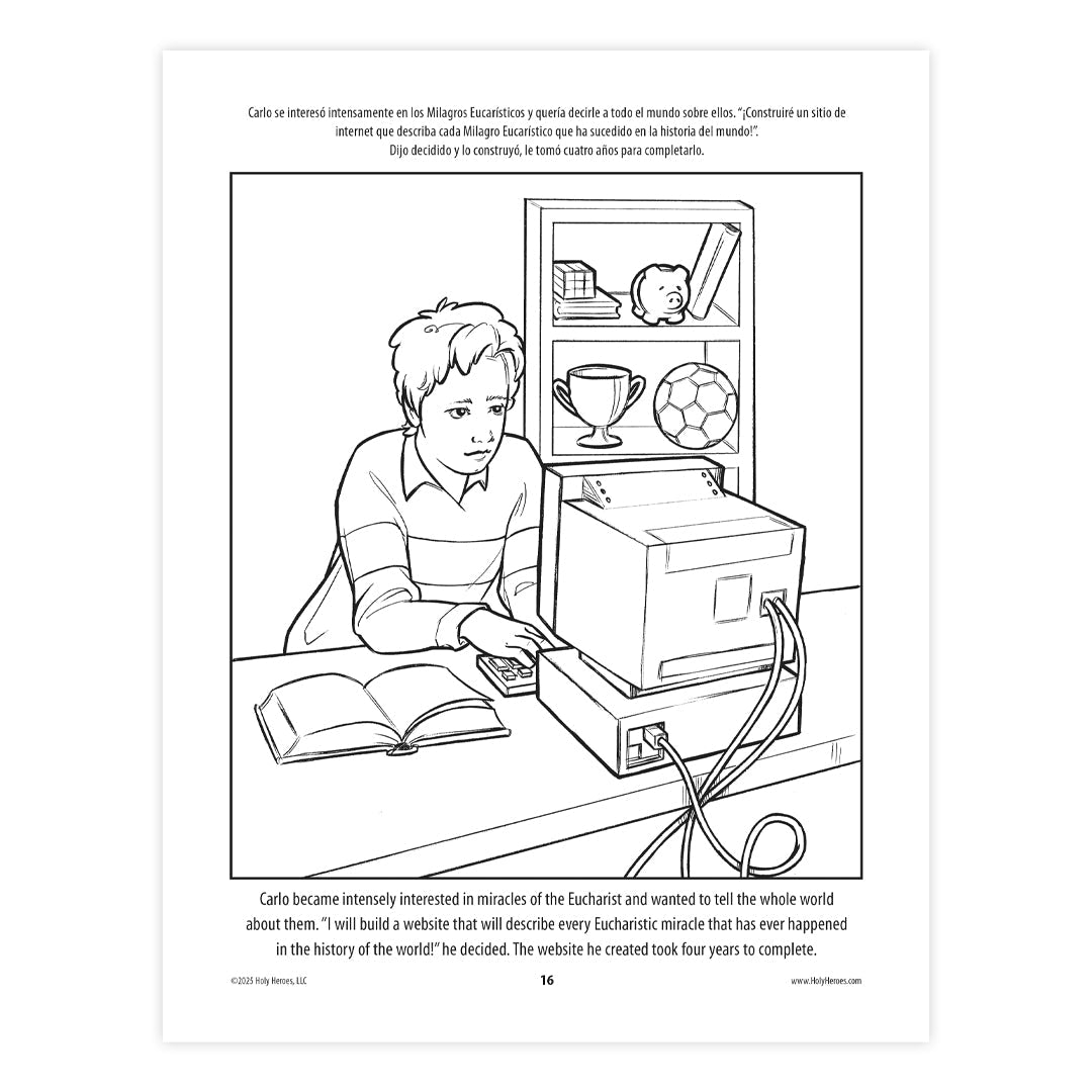 Saint Carlo Acutis bi-lingual Coloring Book - Journeys of Faith