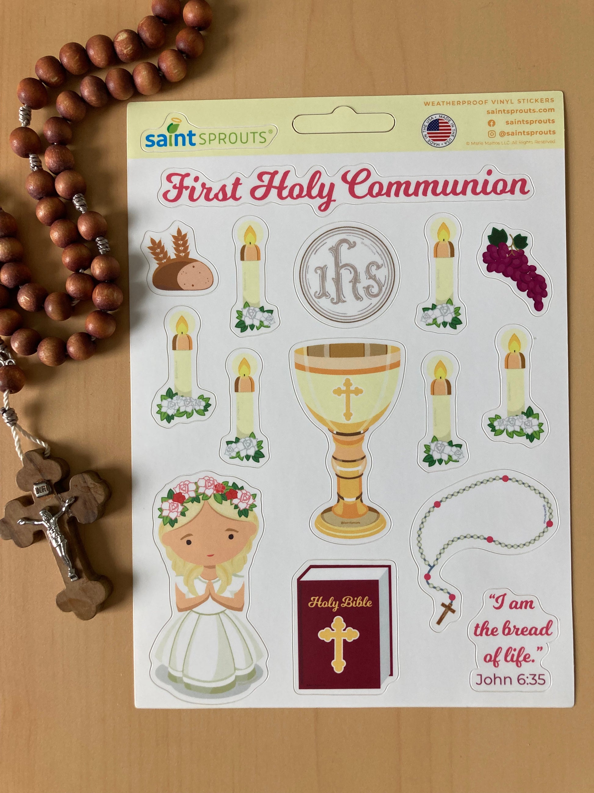 First Communion Sticker Sheet / Girl's First Holy Communion Sticker Sheet - Journeys of Faith