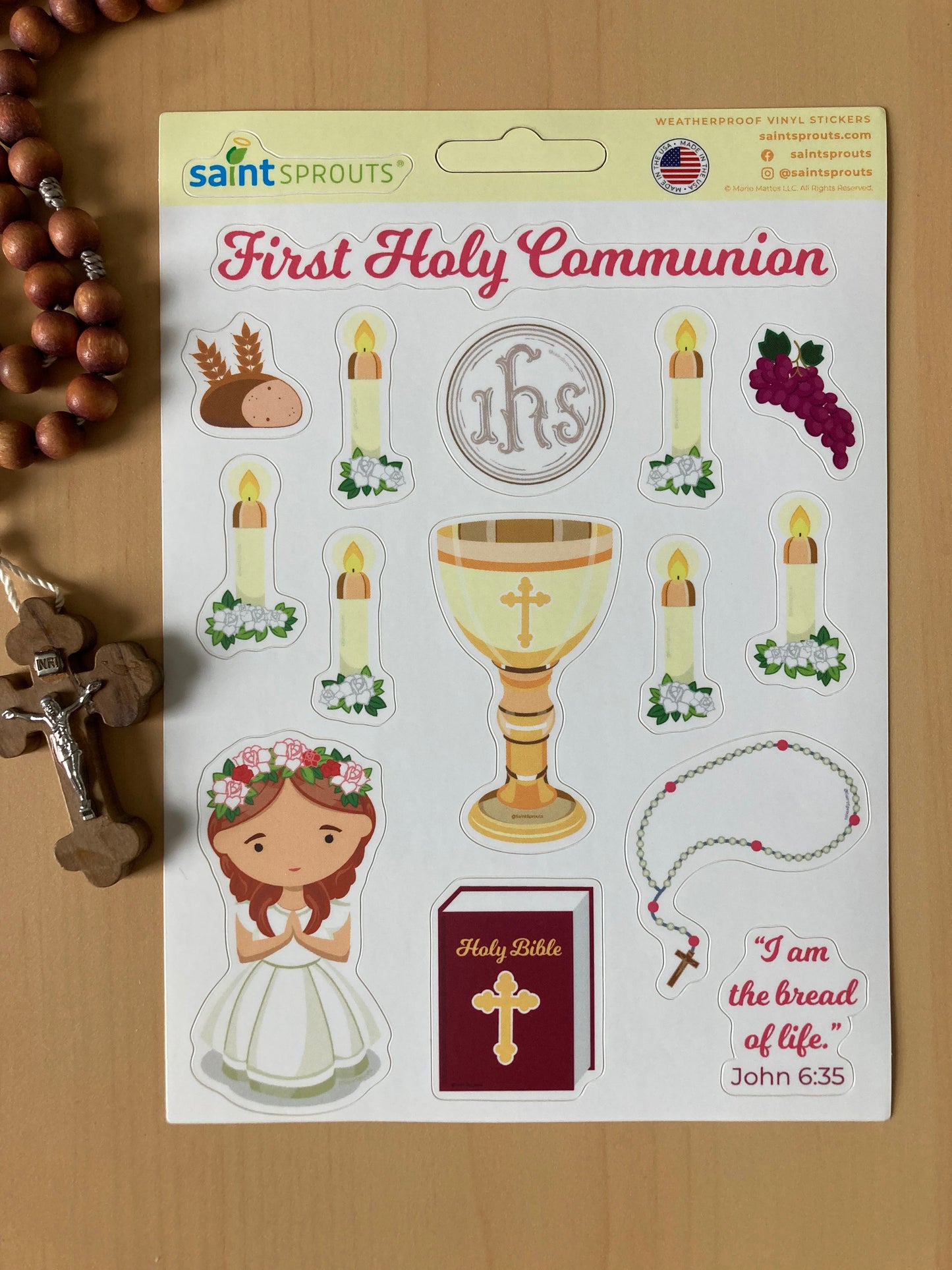 First Communion Sticker Sheet / Girl's First Holy Communion Sticker Sheet - Journeys of Faith