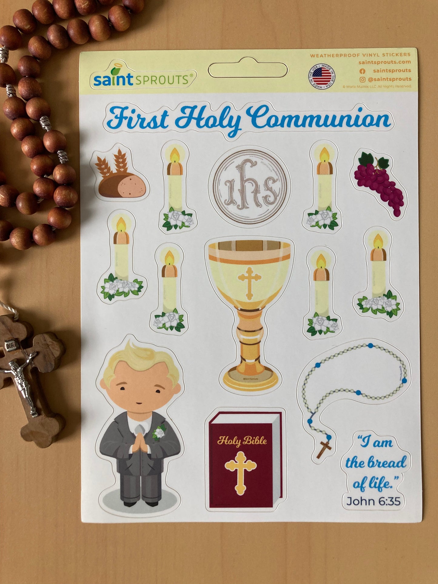 First Communion Sticker Sheet / Boy's First Holy Communion Sticker Sheet - Journeys of Faith