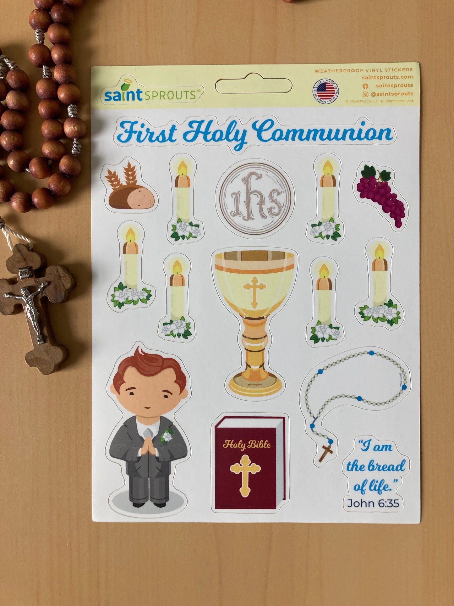 First Communion Sticker Sheet / Boy's First Holy Communion Sticker Sheet - Journeys of Faith