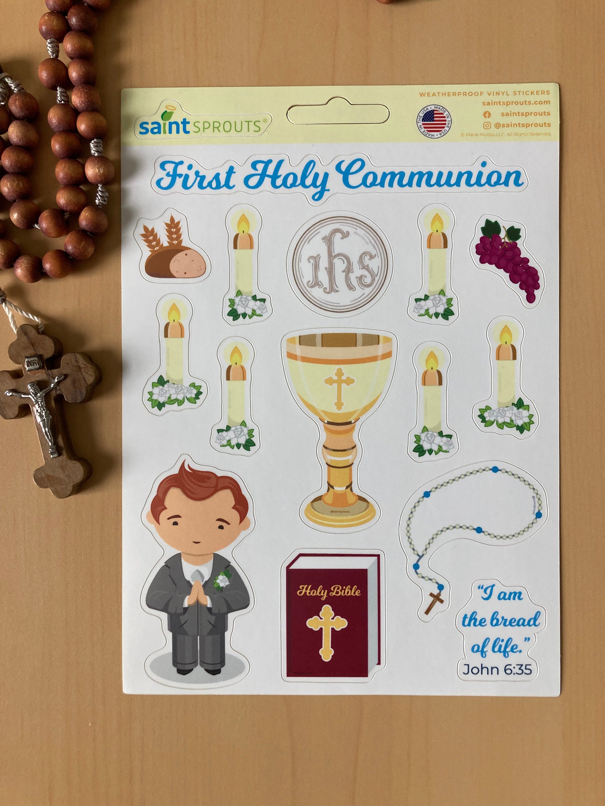 First Communion Sticker Sheet / Boy's First Holy Communion Sticker Sheet - Journeys of Faith