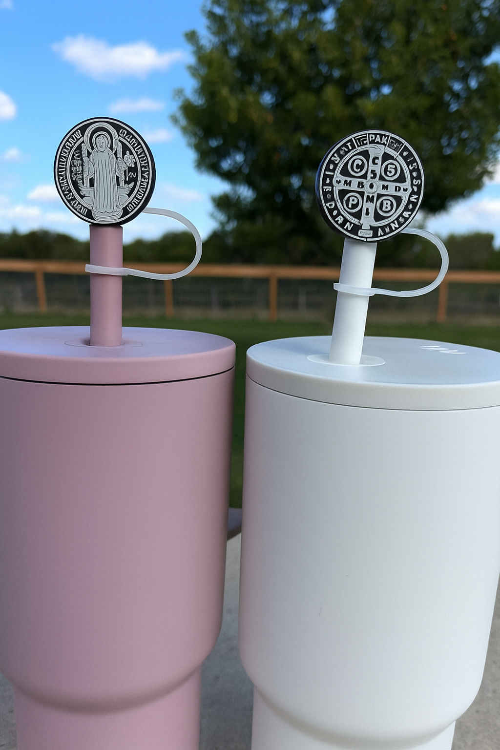 Catholic Straw Toppers: St. Benedict Medal (a 2 pack!) - Journeys of Faith