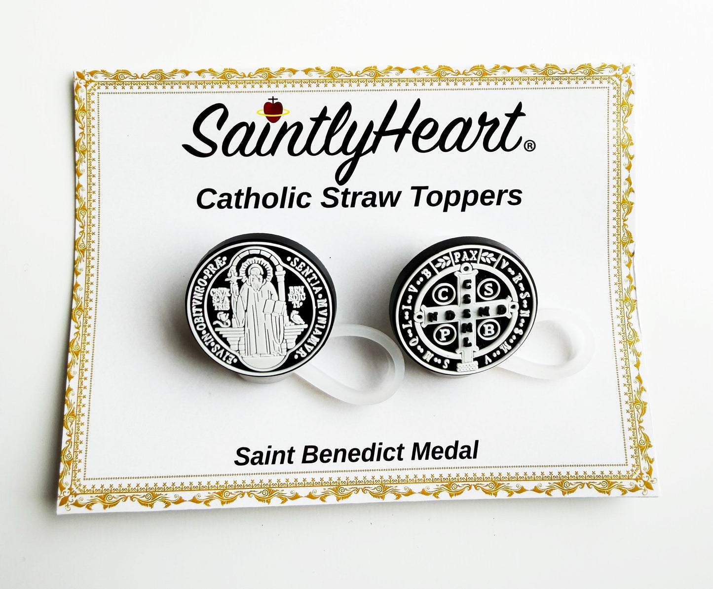 Catholic Straw Toppers: St. Benedict Medal (a 2 pack!) - Journeys of Faith
