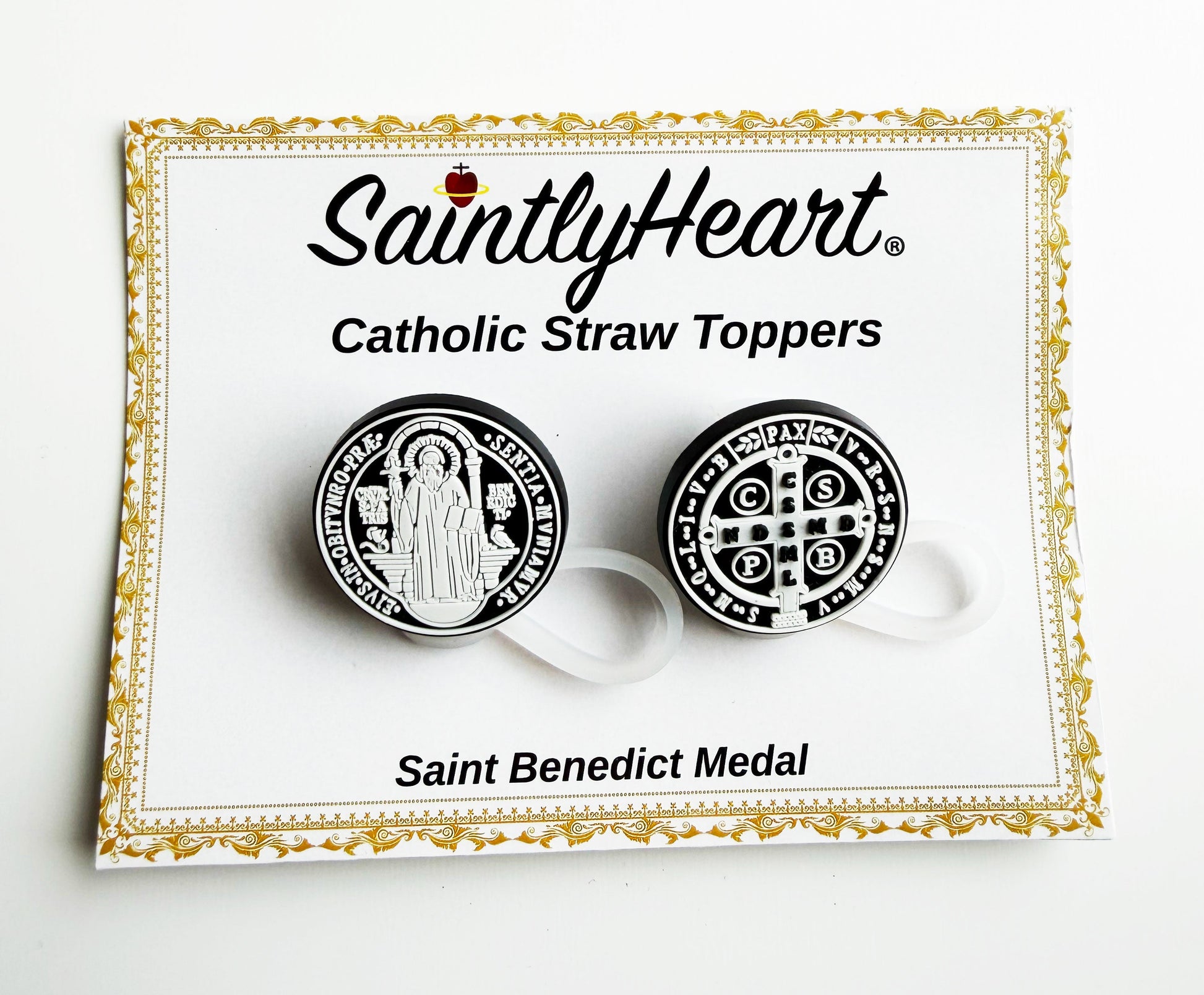 Catholic Straw Toppers: St. Benedict Medal (a 2 pack!) - Journeys of Faith