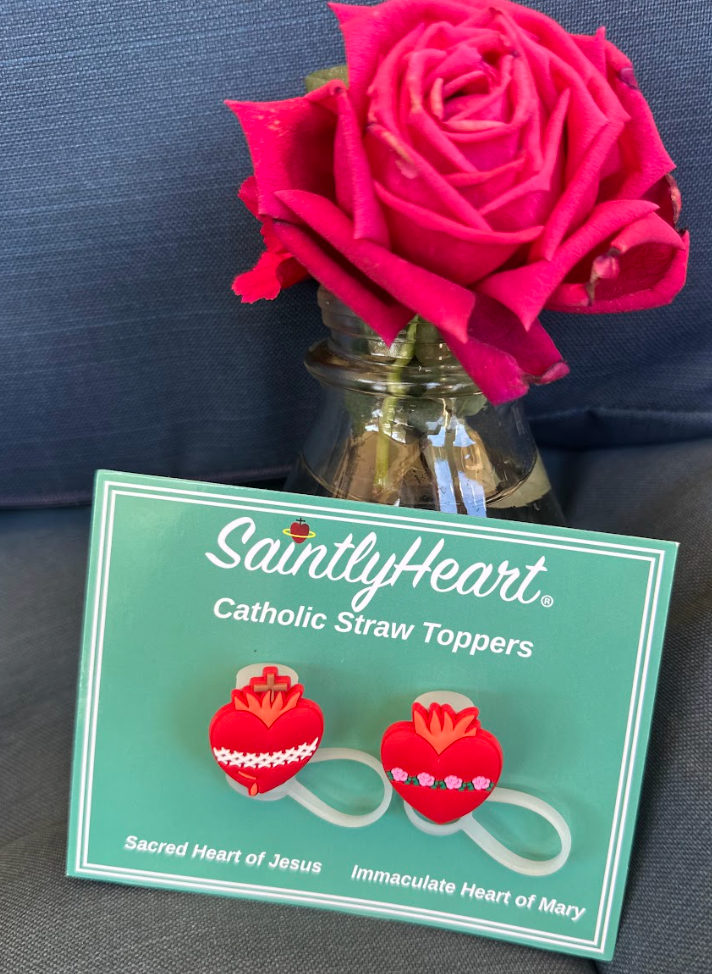 Catholic Straw Toppers: Holy Hearts (a 2 pack!) - Journeys of Faith