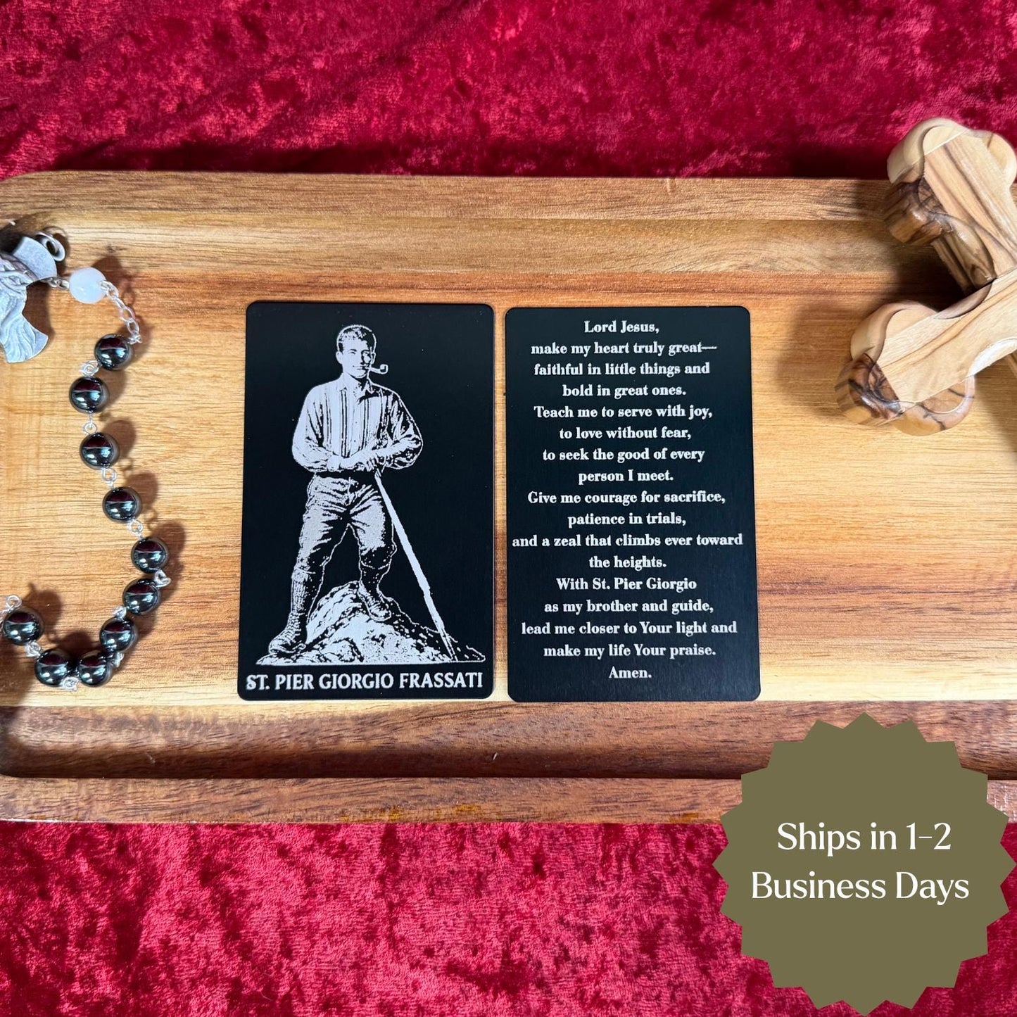 St. Pier Giorgio Frassati Premium Metal Prayer Card - Journeys of Faith