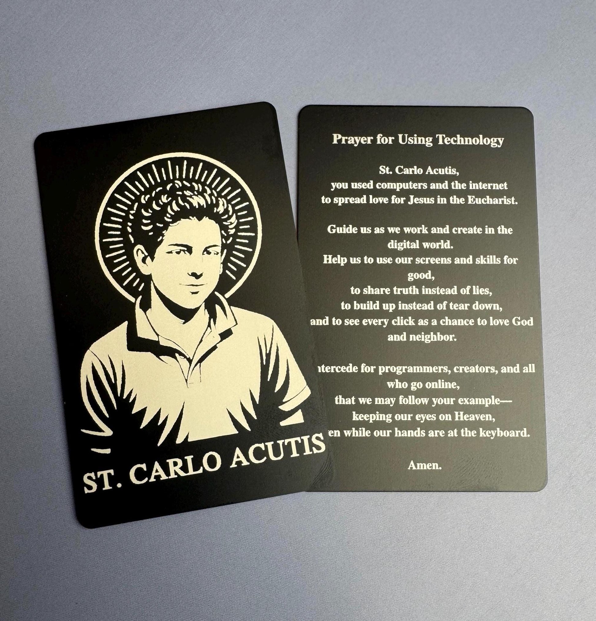 Carlo Acutis Metal Prayer Card - Journeys of Faith