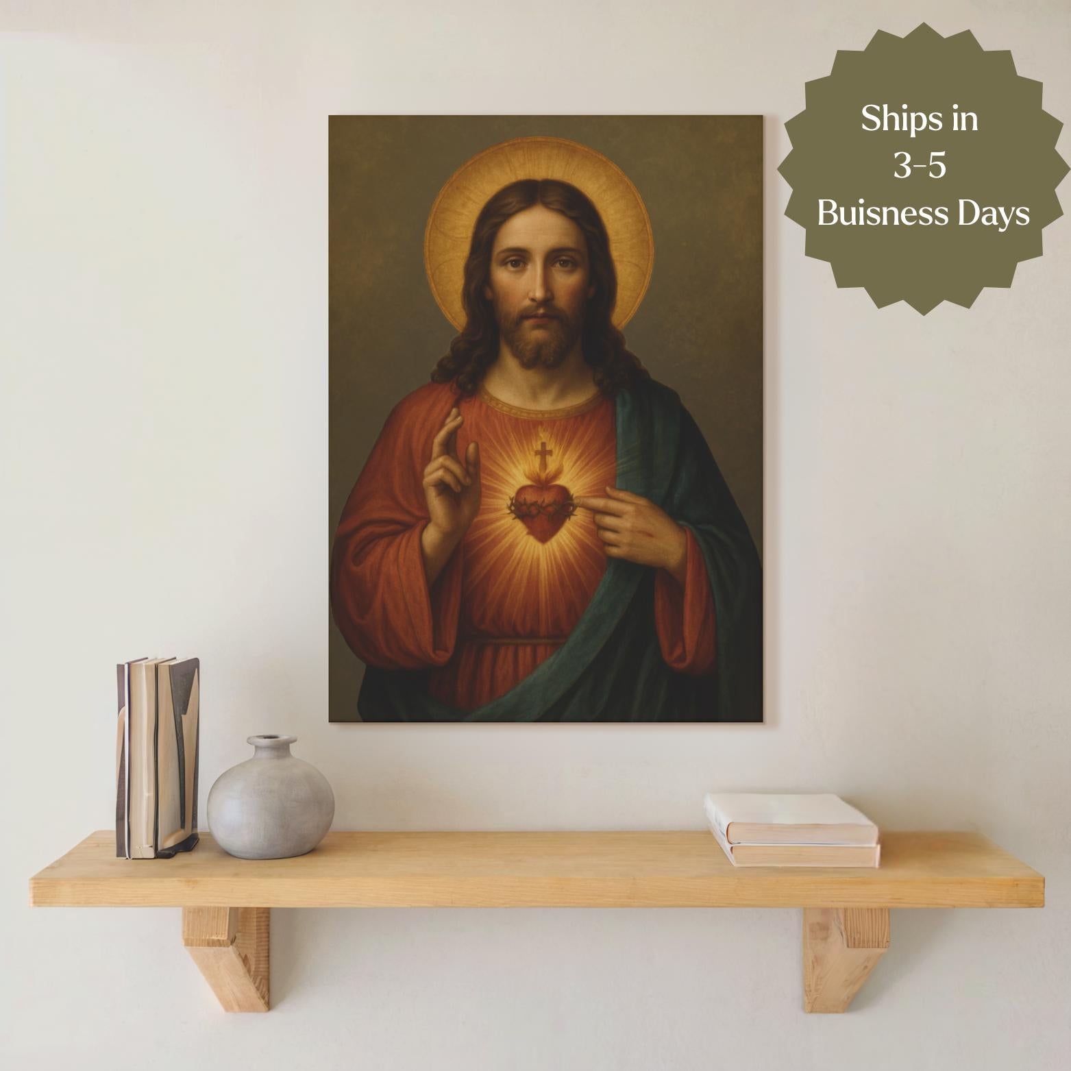 Sacred Heart of Jesus Canvas Wall Art - Journeys of Faith