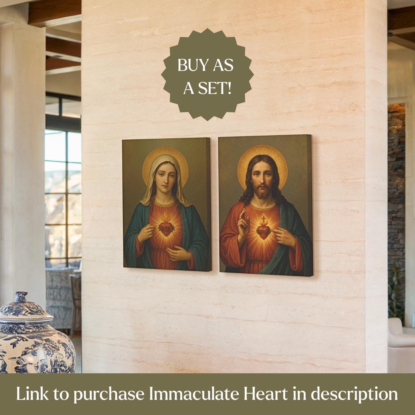 Sacred Heart of Jesus Canvas Wall Art - Journeys of Faith