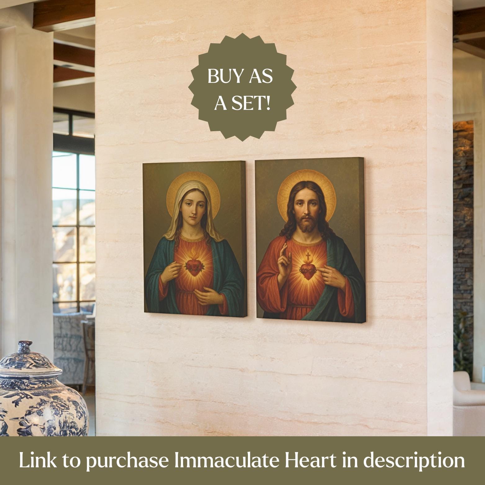 Sacred Heart of Jesus Canvas Wall Art - Journeys of Faith