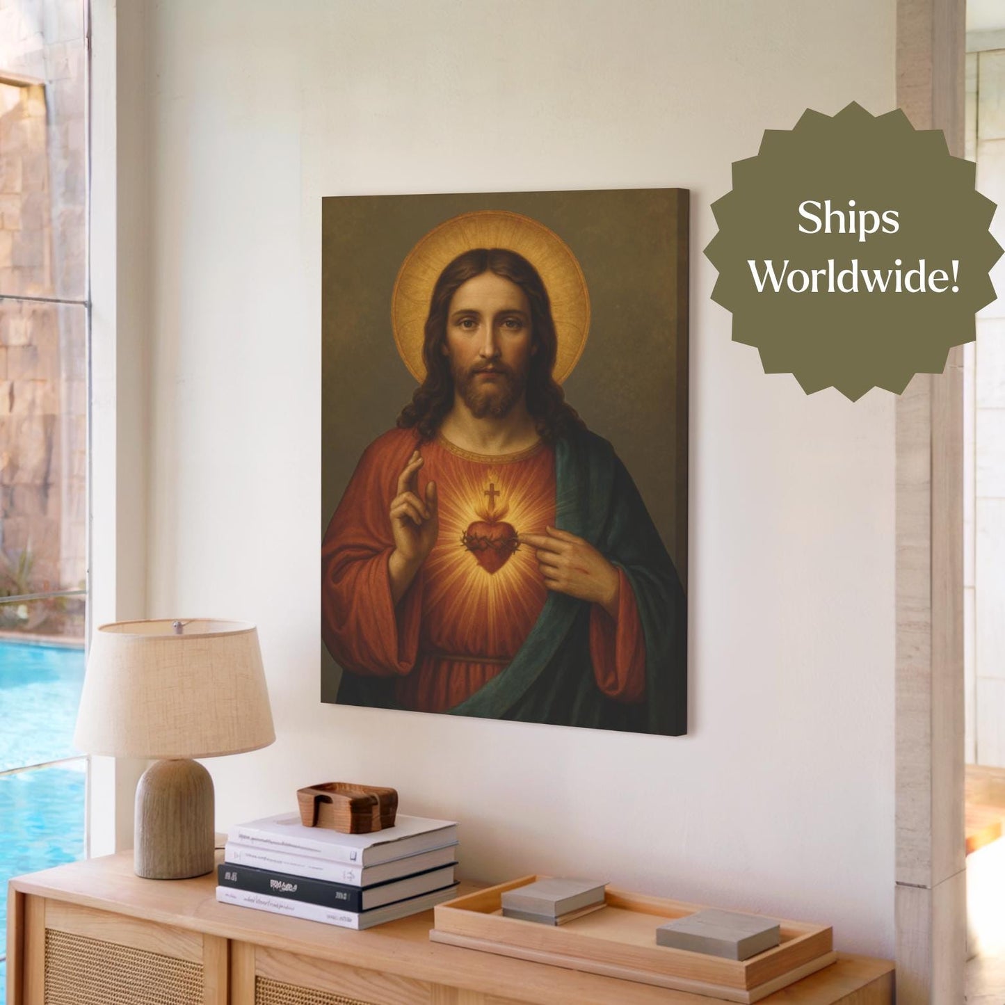 Sacred Heart of Jesus Canvas Wall Art - Journeys of Faith