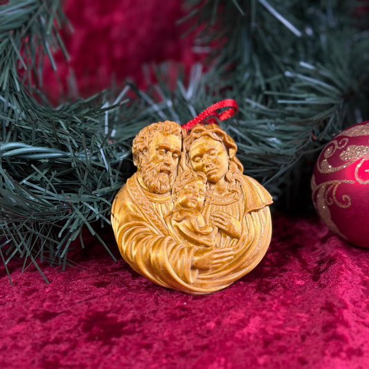 Holy Family Christmas ornament by St. Augustine Prints featuring a detailed depiction of the Holy Family for holiday decor.