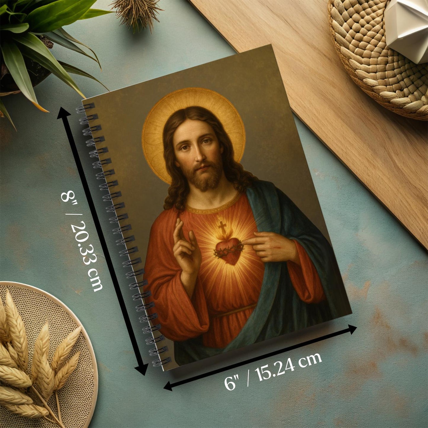 Sacred Heart of Jesus journal with embossed cover and religious artwork, ideal for prayer and reflection by St. Augustine Prints.