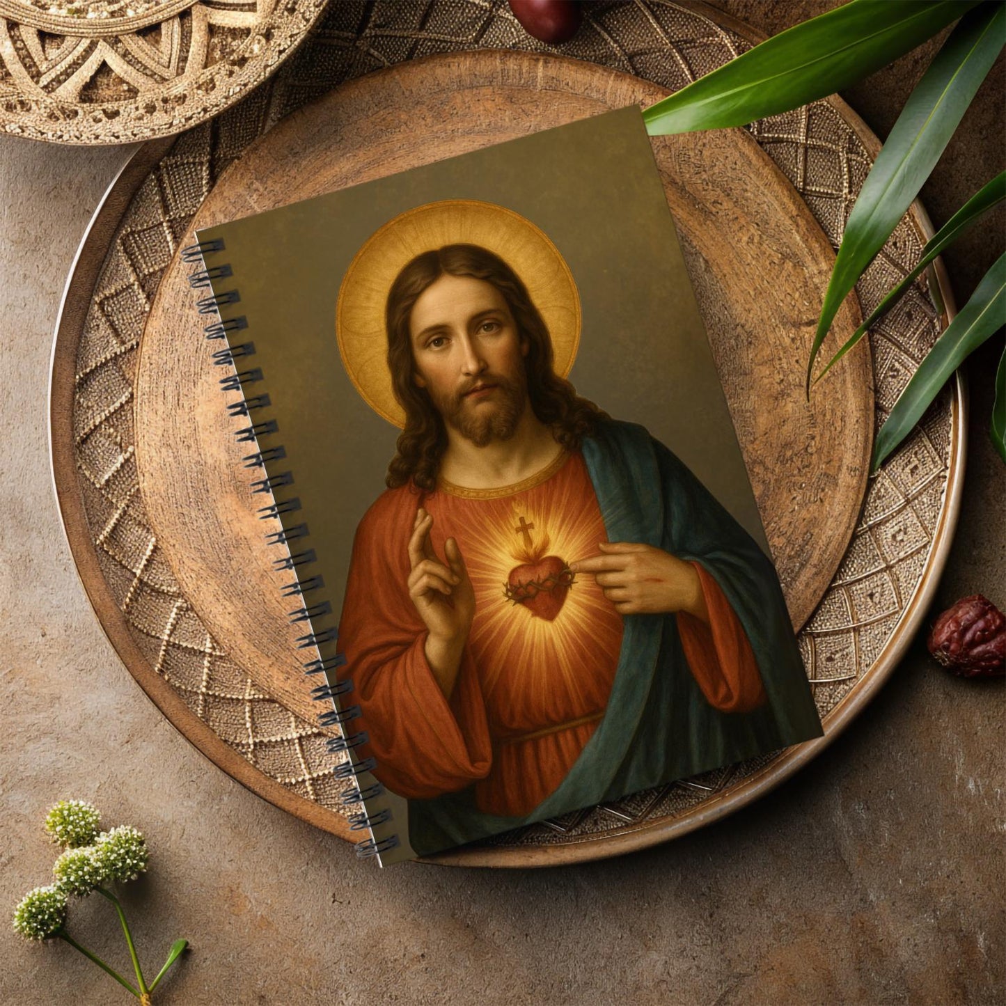 Sacred Heart of Jesus journal with decorative cover, religious design, and inspiring Christian imagery by St. Augustine Prints.