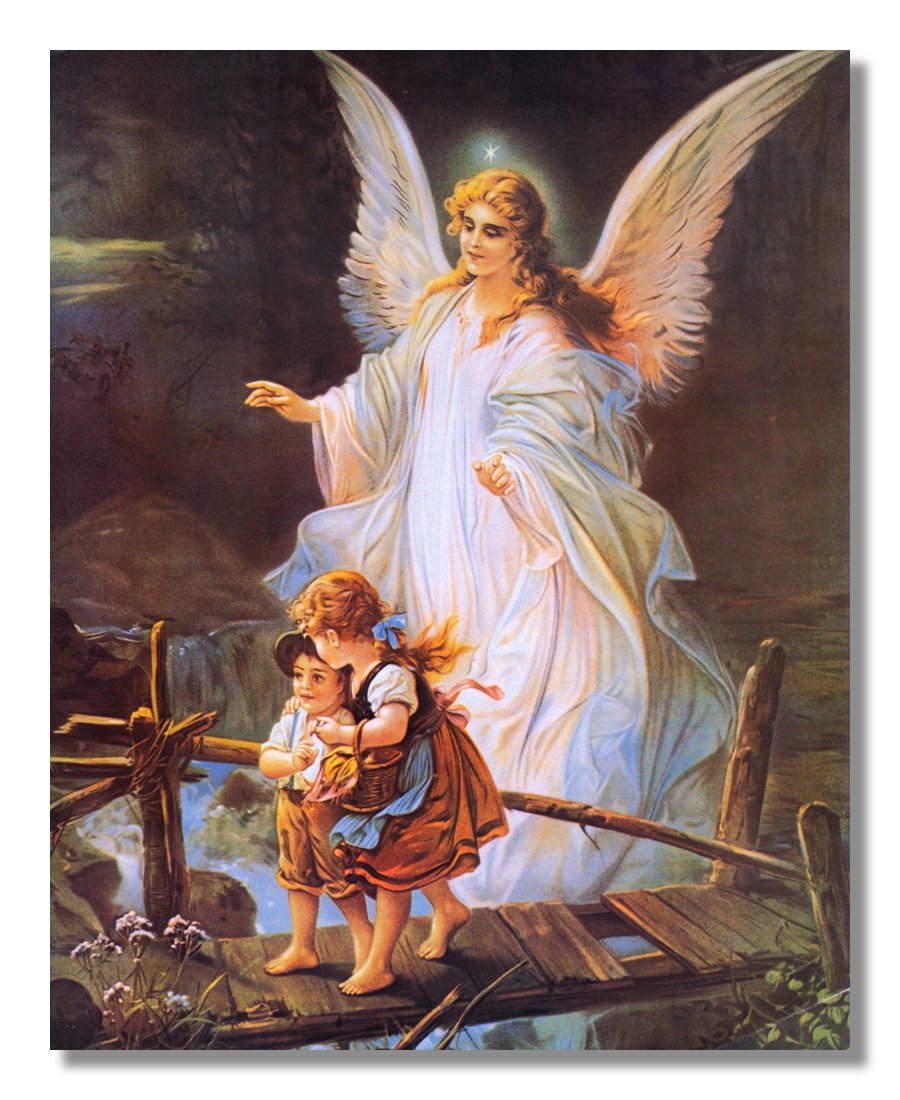 Guardian Angel Protecting Children On Bridge Religious Art Print 16x20" - Journeys of Faith