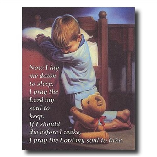 Boy's Bedtime Prayer "Now I Lay Me Down To Sleep" Religious Gold Framed Art Print 16x20" - Journeys of Faith