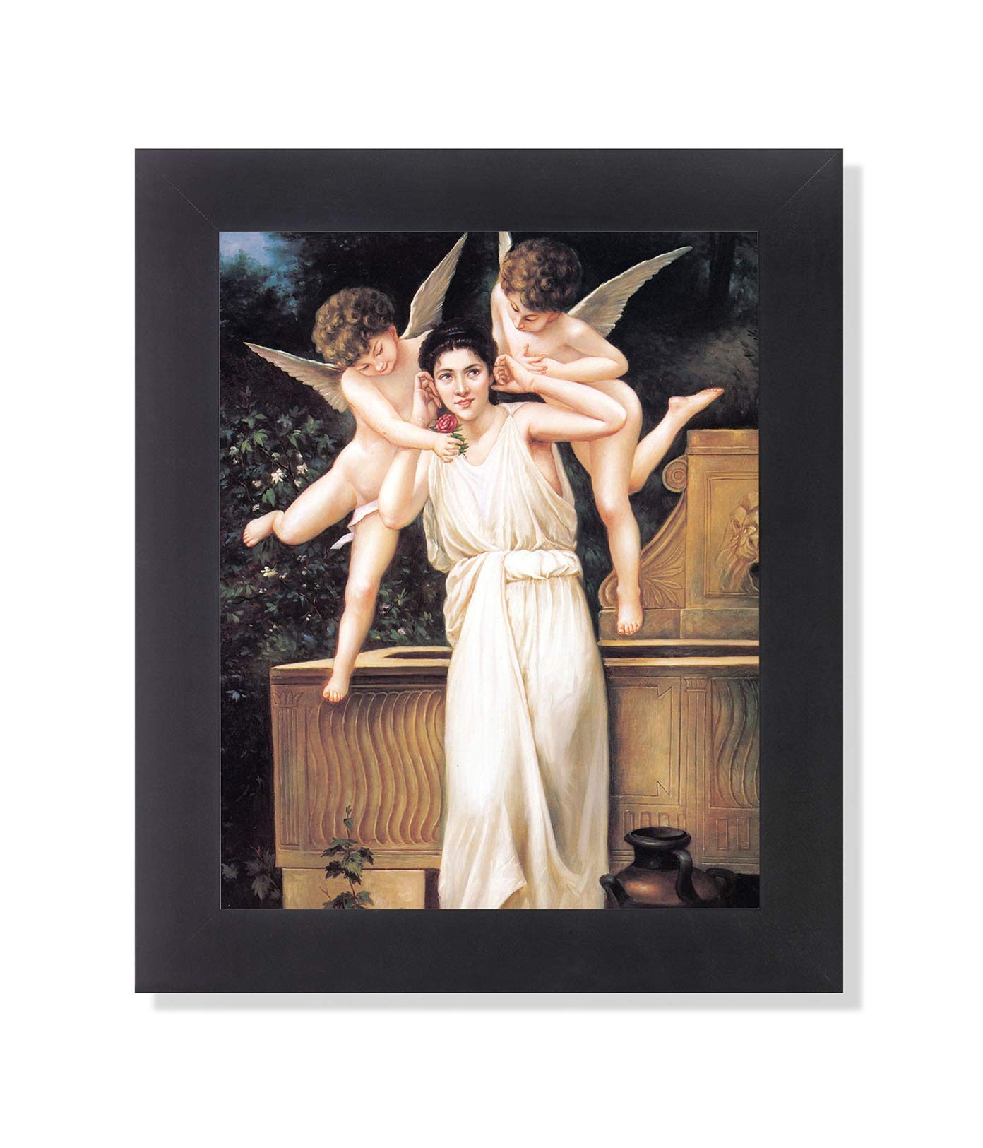 Romantic Woman and Cherubs Religious Wall Picture Framed Art Print - Journeys of Faith