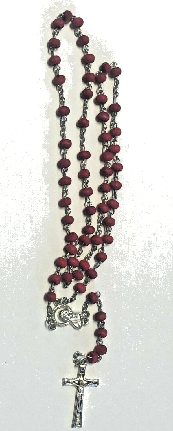 Holy Family Small Rose Scented Wood Bead Rosary in Glass 1 .75" Bottle, New #056 - Journeys of Faith