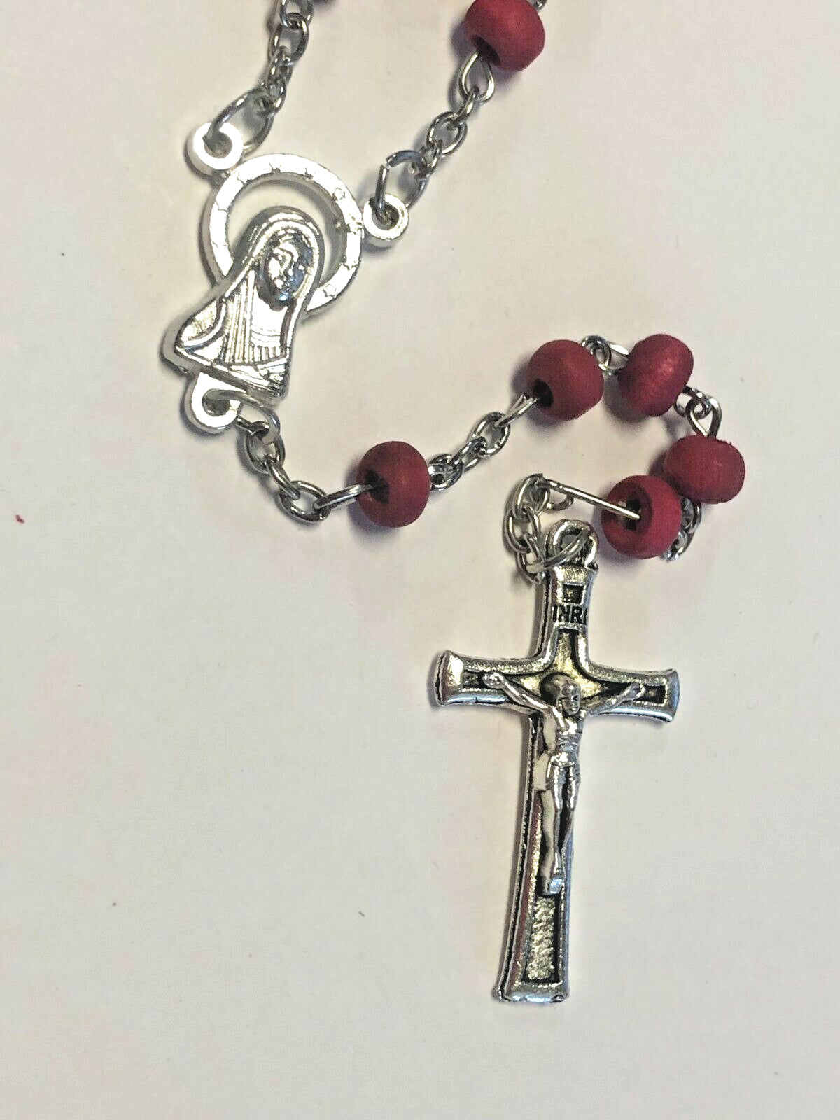 Holy Family Small Rose Scented Wood Bead Rosary in Glass 1 .75" Bottle, New #056 - Journeys of Faith