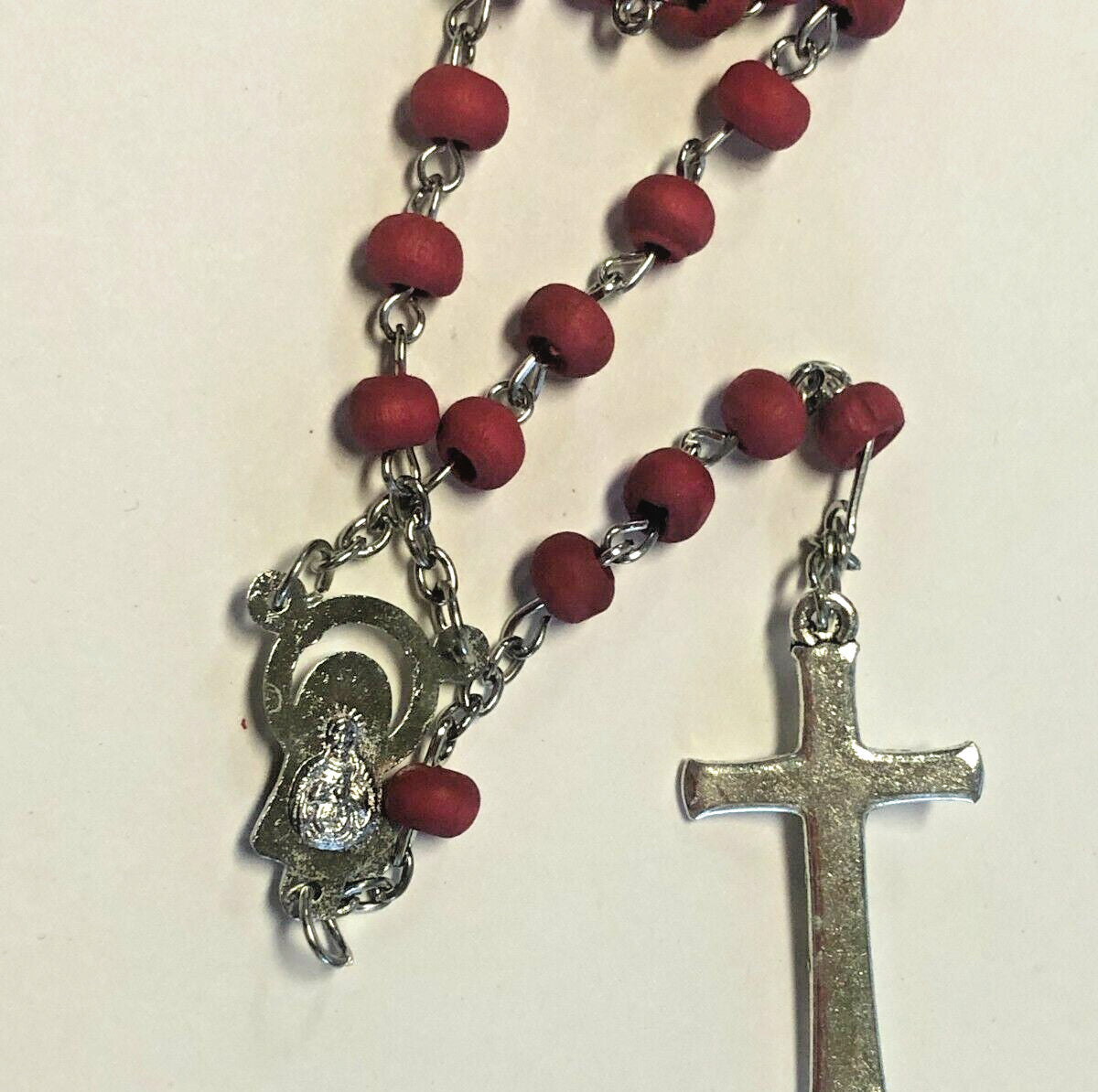 Holy Family Small Rose Scented Wood Bead Rosary in Glass 1 .75" Bottle, New #056 - Journeys of Faith