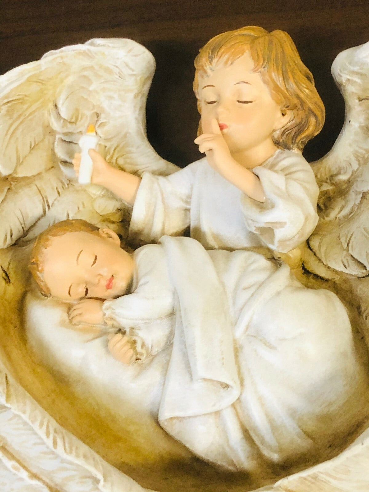 Sleeping Baby in Angel Wings Plaque  11", New #RM-038 - Journeys of Faith