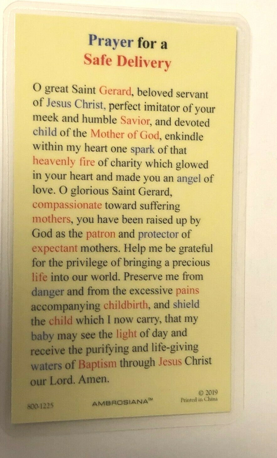 Saint Gerard Majella Lamniated Prayer Card, New#PCL-38 - Journeys of Faith