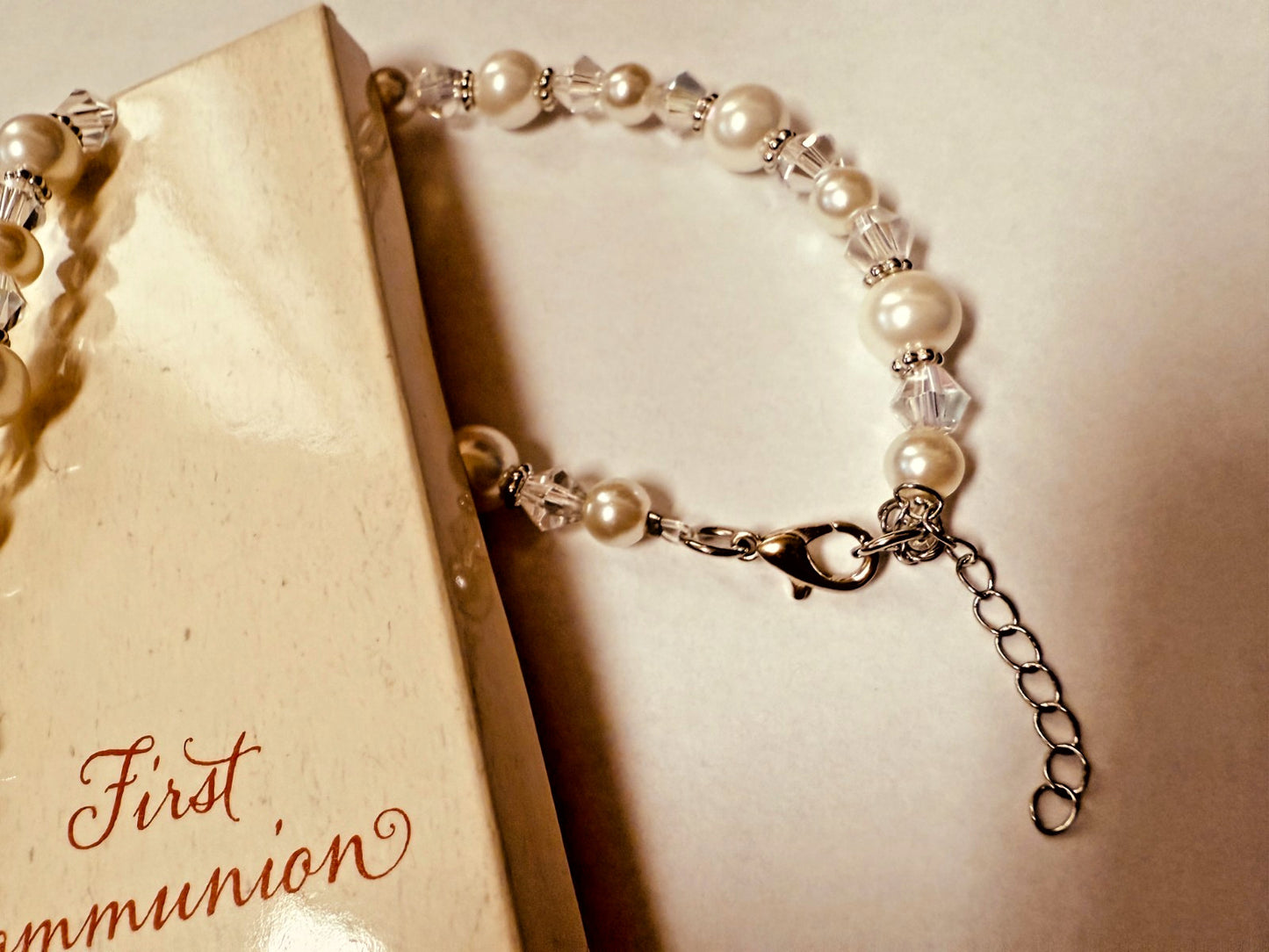 First Communion Faux Pearl/Rhinestones 14" Necklace, New  #Gftshp-90 - Journeys of Faith