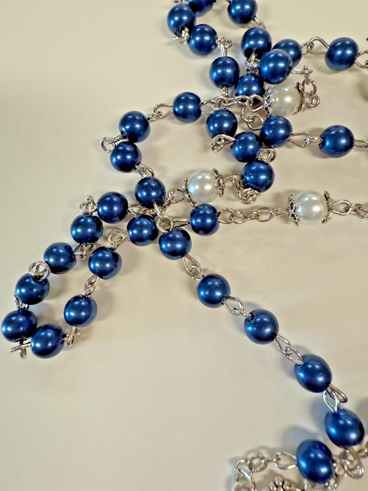 Midnight Blue Glass Beads Wire Wrapped Rosary, New Gftshp-60 - Journeys of Faith