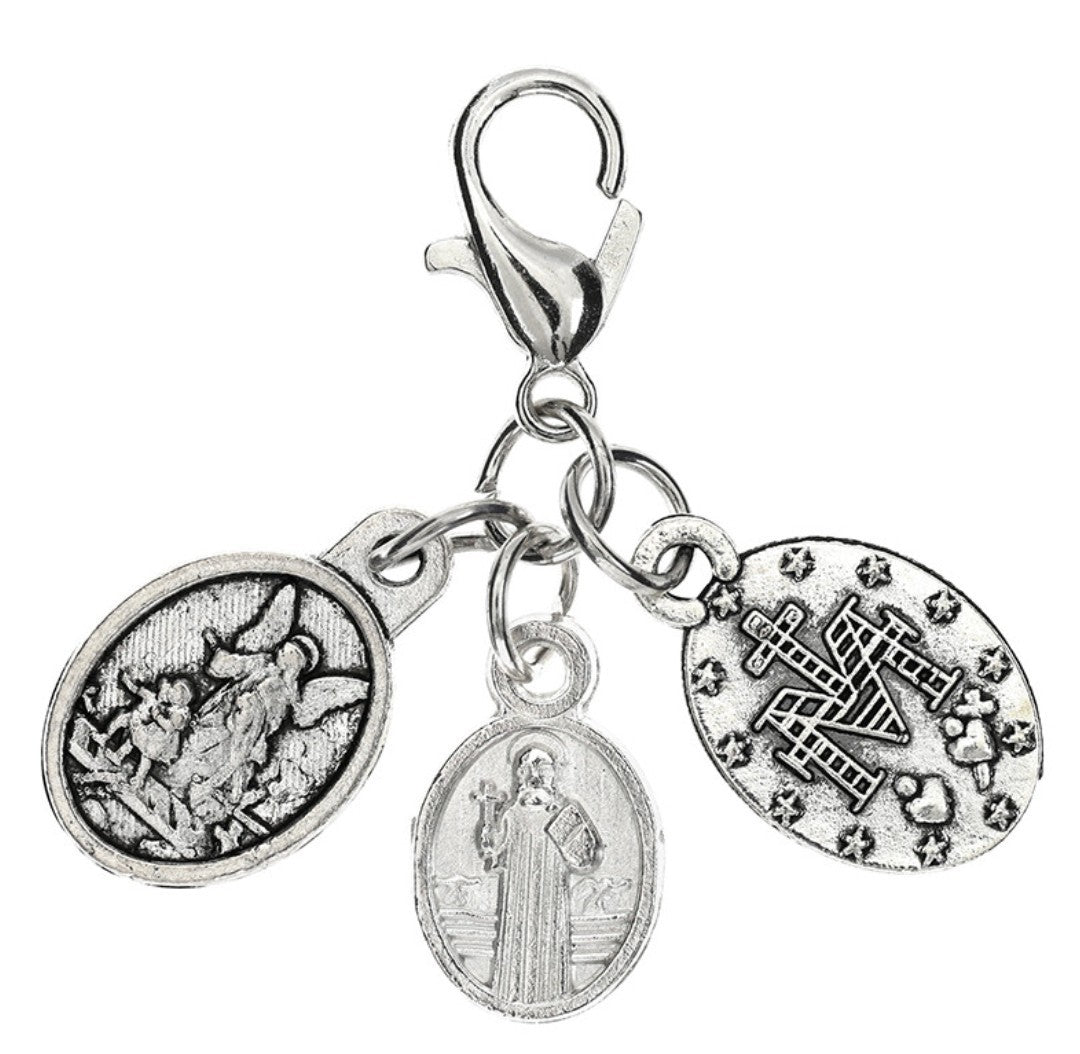 3 Devotional Medal Charms on a Lobster Clap, New #Gftshp-92 - Journeys of Faith