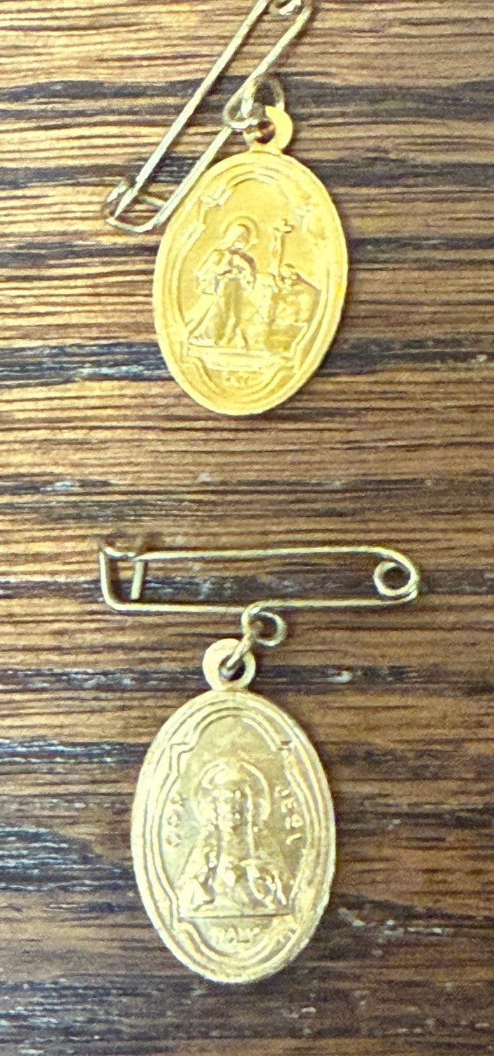 Saint Rita of Cascia & Sacred Heart of Jesus Gold tone Medal,  New #MD-60 - Journeys of Faith