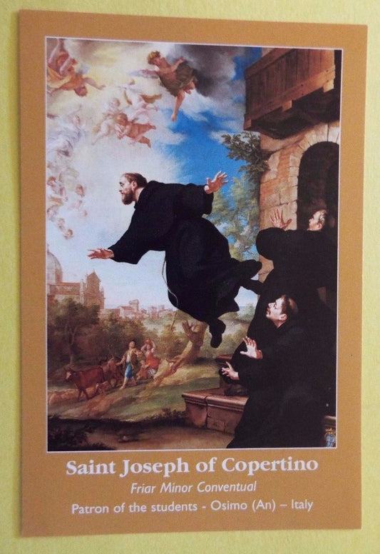 Saint Joseph of Cupertino (Patron of Students) Prayer Card, New from Italy - Journeys of Faith