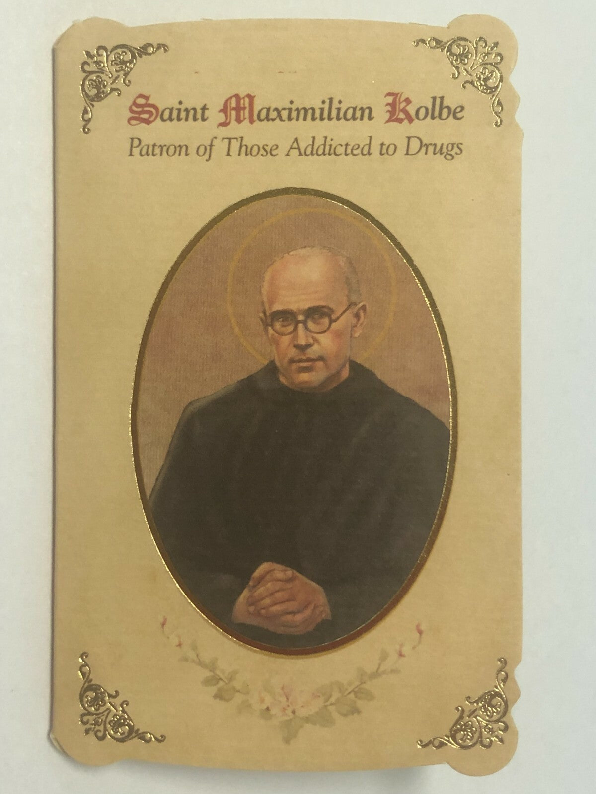 Saint Maximilian Kolbe(Patron St of Drug Addicts) Prayer Card+Medal, New#PCM-022 - Journeys of Faith