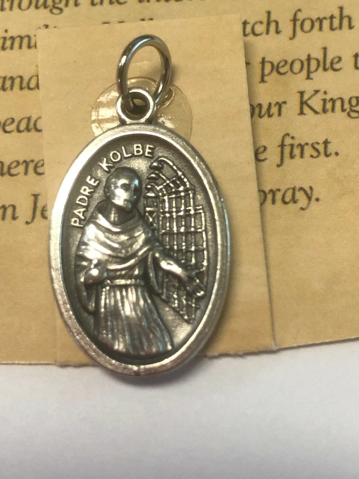 Saint Maximilian Kolbe(Patron St of Drug Addicts) Prayer Card+Medal, New#PCM-022 - Journeys of Faith