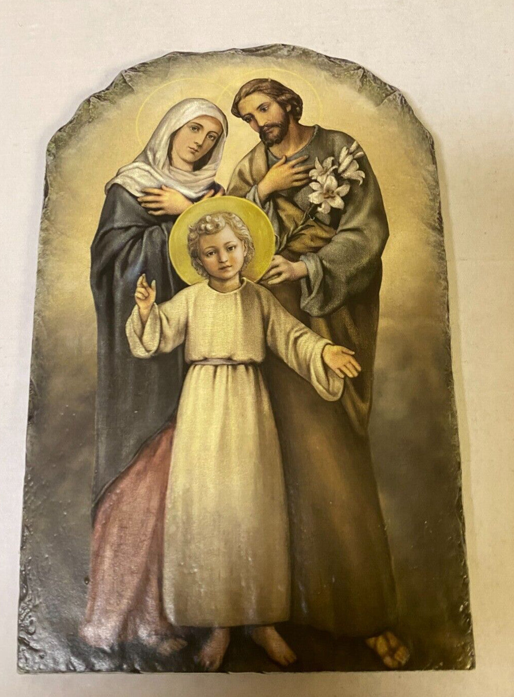 Holy Family Arched Tile Plaque with metal stand, New #AB-189 - Journeys of Faith