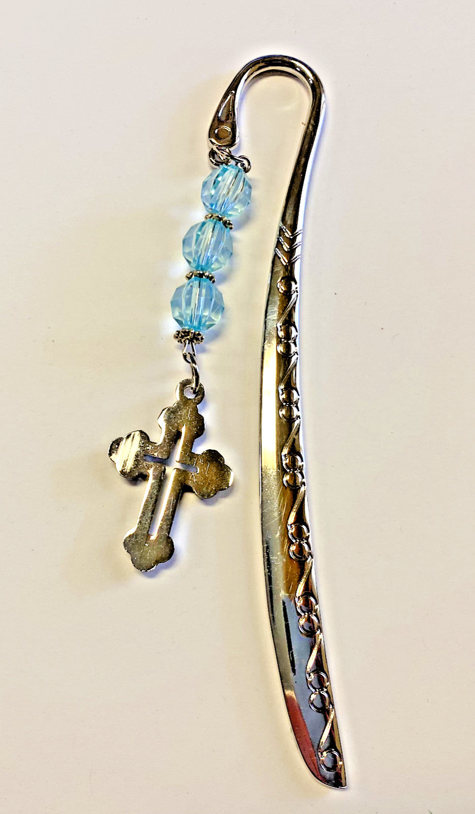 Cross Bookmark with blue beads, New #MD-71 - Journeys of Faith