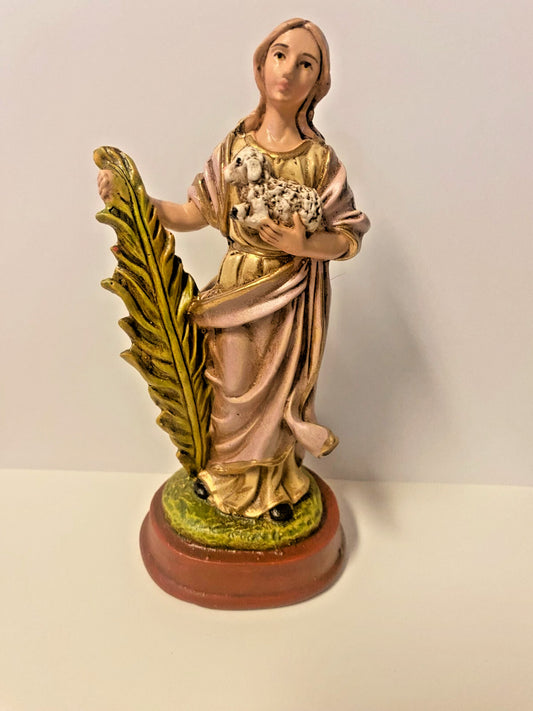 Saint Agnes 5.5"  Statue, New From Colombia #L012 - Journeys of Faith