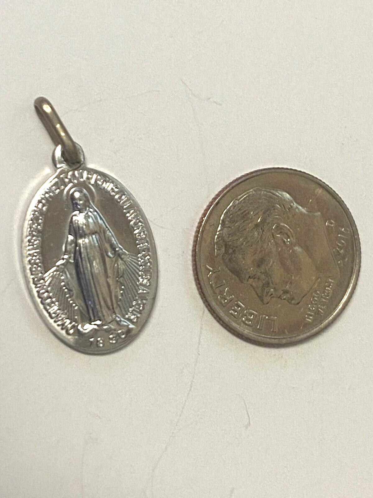 Our Lady of the Miraculous Silver tone .50" Medal, New from Italy #MD-062 - Journeys of Faith