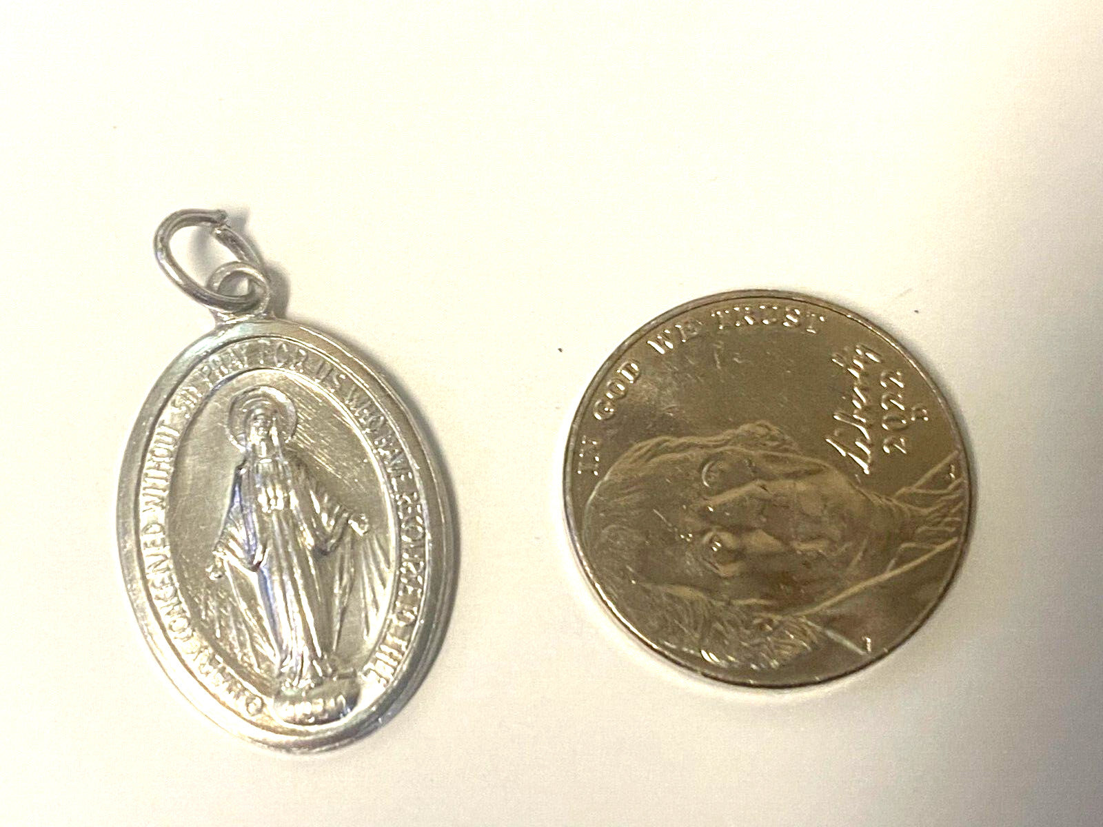 Our Lady of the Miraculous Silver tone  1" Medal, New from Italy #MD-069 - Journeys of Faith
