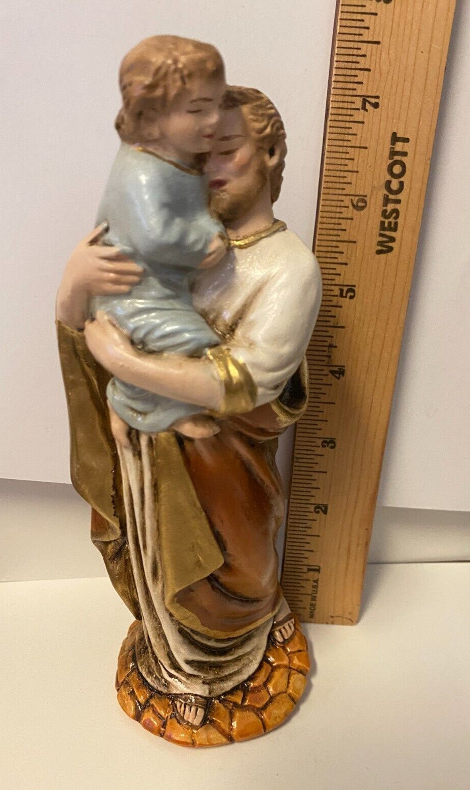 Saint Joseph with Child "A Father's Hug", 7.25" Statue, New from Colombia #L079 - Journeys of Faith