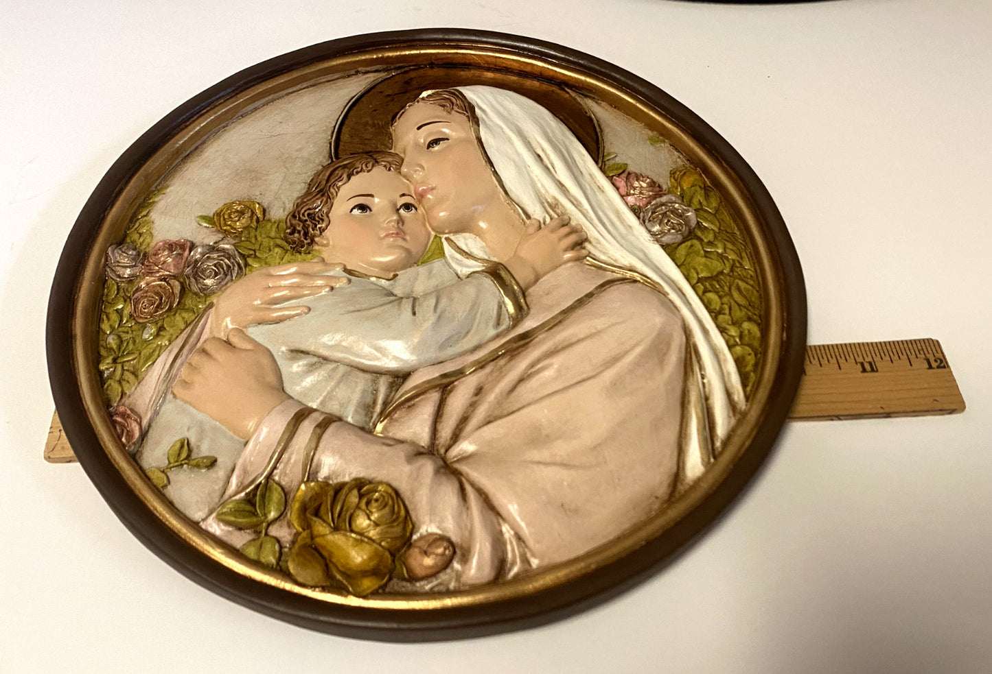 Blessed Mother & Child Jesus 10" Diam. Wall Plaque, New from Colombia  #L073 - Journeys of Faith