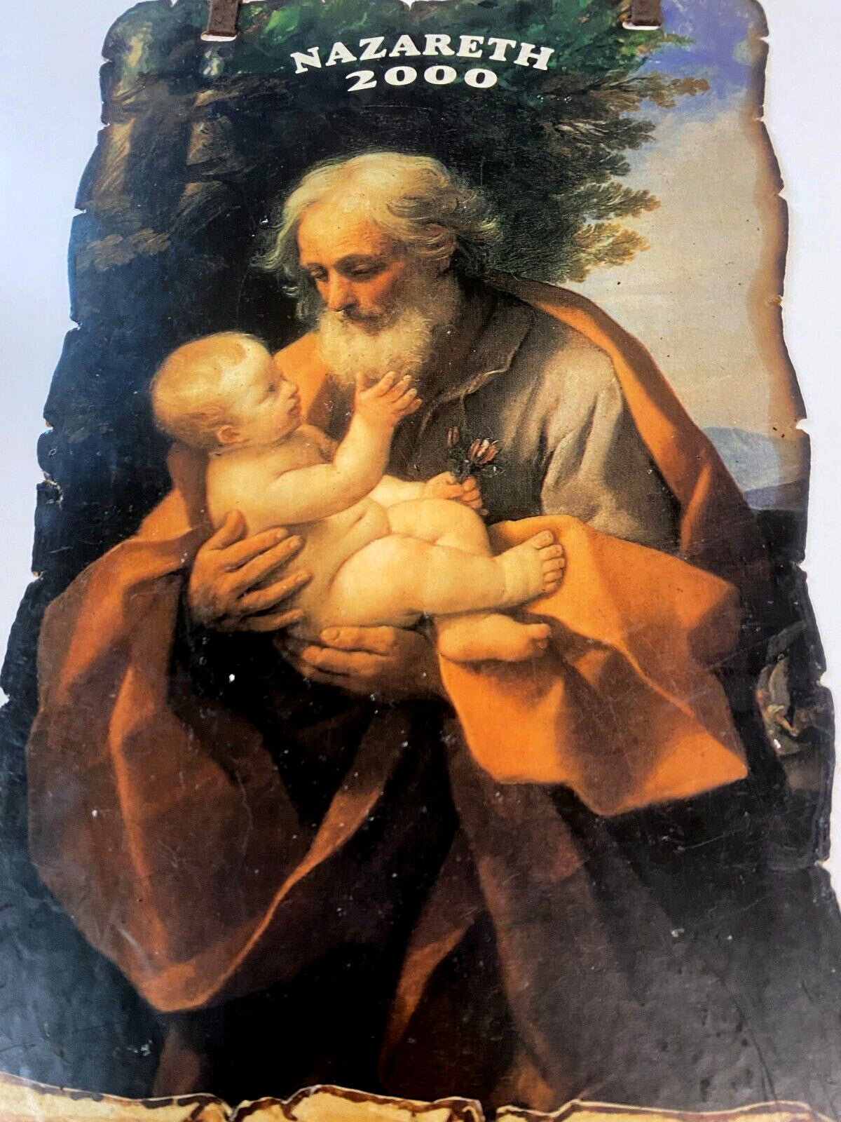 Saint Joseph Wax Paper Scalloped Edge Wall Canvas, New from Jerusalem - Journeys of Faith