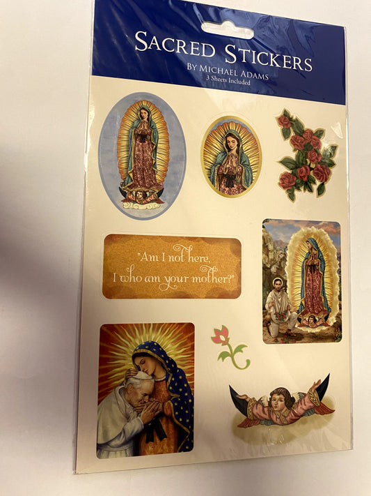 Our Lady of Guadalupe Stickers (assorted), 3 sheets per package, New - Journeys of Faith