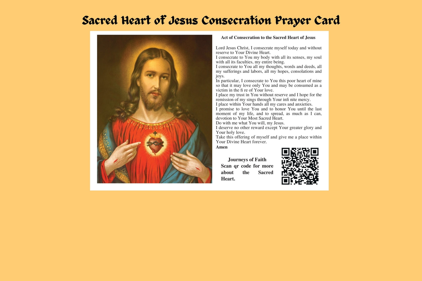 Sacred Heart Consecration Prayer Cards Laminated - Journeys of Faith
